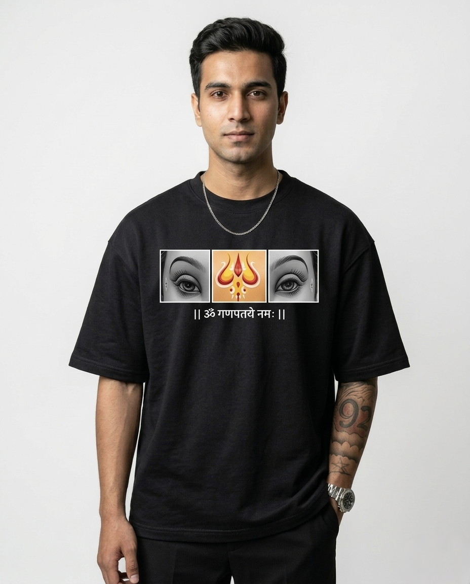 ganesh print oversized tshirt men