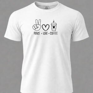 Peace Love Coffee T-Shirt | Minimalist Coffee Lover Tee (Black & White)