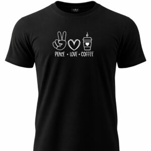Peace Love Coffee T-Shirt | Minimalist Coffee Lover Tee (Black & White)