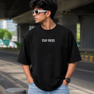 Trisutra Stay Focus Oversized T-Shirt – 240 GSM French Terry Cotton